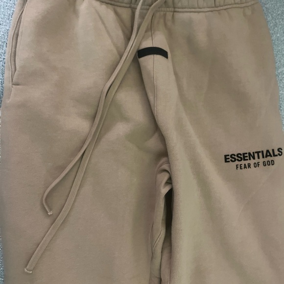 Essentials Fear of God Men's Tan Joggers with Black Logo